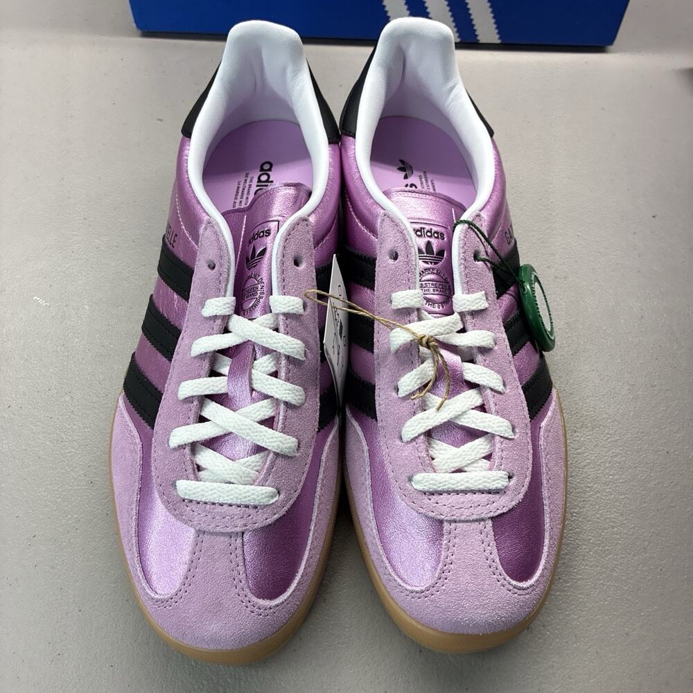 Adidas Gazelle Indoor Women's Size 6.5 Bliss Lilac Pink Black Shoes JS1406 NEW - Picture 3 of 8